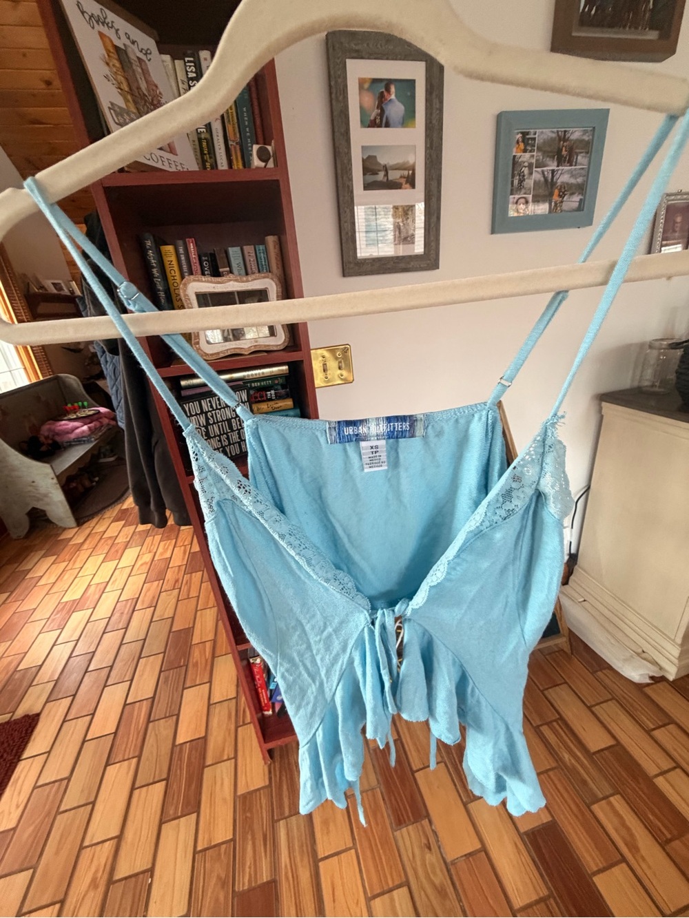Urban Outfitters Light Blue Lace-Trim Tie-Front Camisole